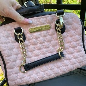Betsey Johnson Pink and Black Quilted Handbag